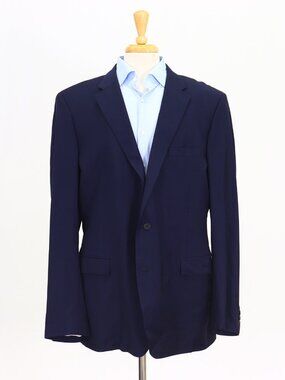 Samuelsohn 48L Navy Blazer Sport Coat Jacket 2-Button Solid Y922